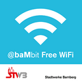 Blauer Sticker der auf Free Wifi in Bamberg hinweist