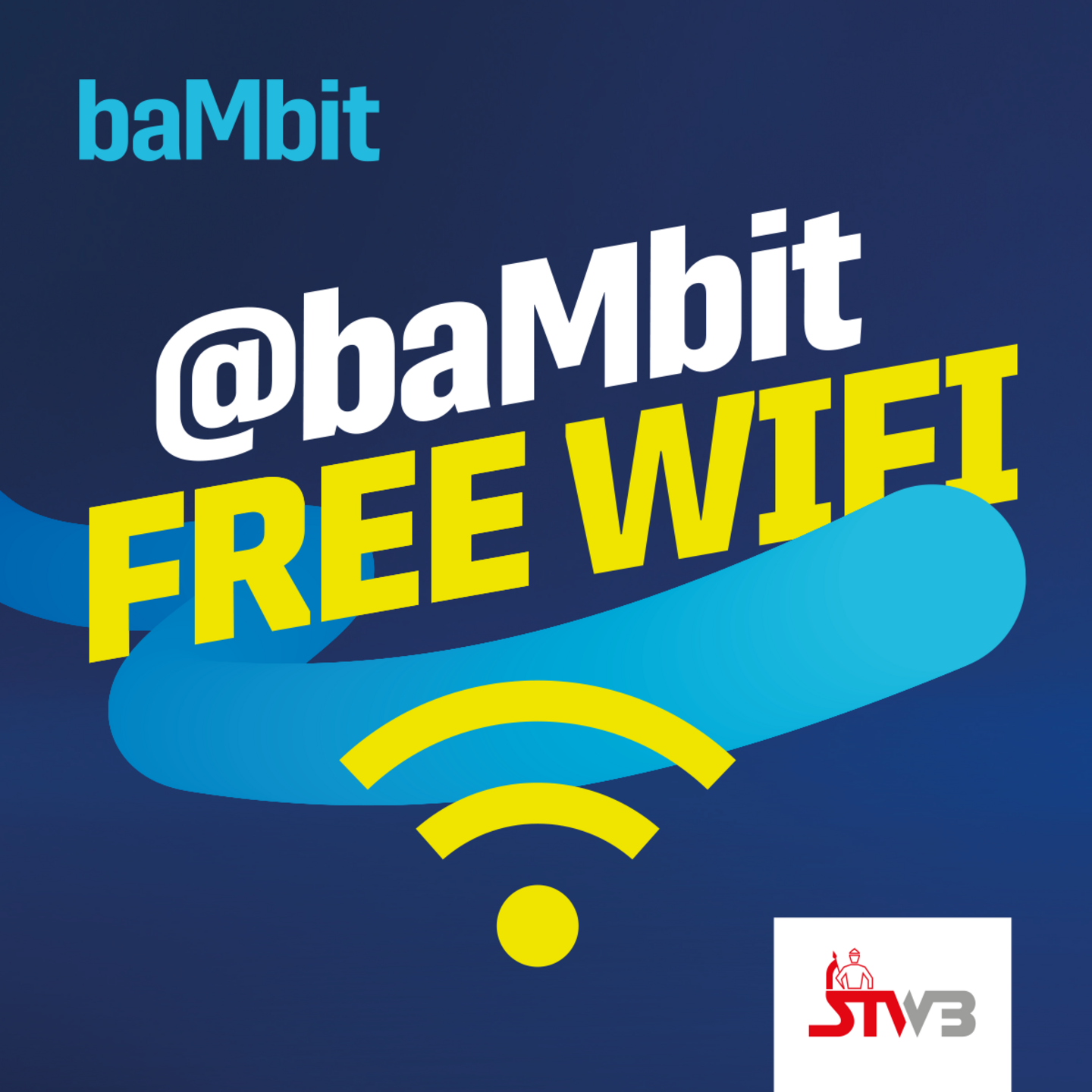 baMbit Free WIFI Sticker Blauer Sticker der auf Free Wifi in Bamberg hinweist