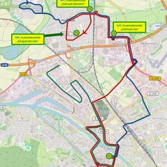 Umleitungsplan inklusive Ersatzhaltestellen während der Brückensperrung Umleitungsplan inklusive Ersatzhaltestellen während der Brückensperrung