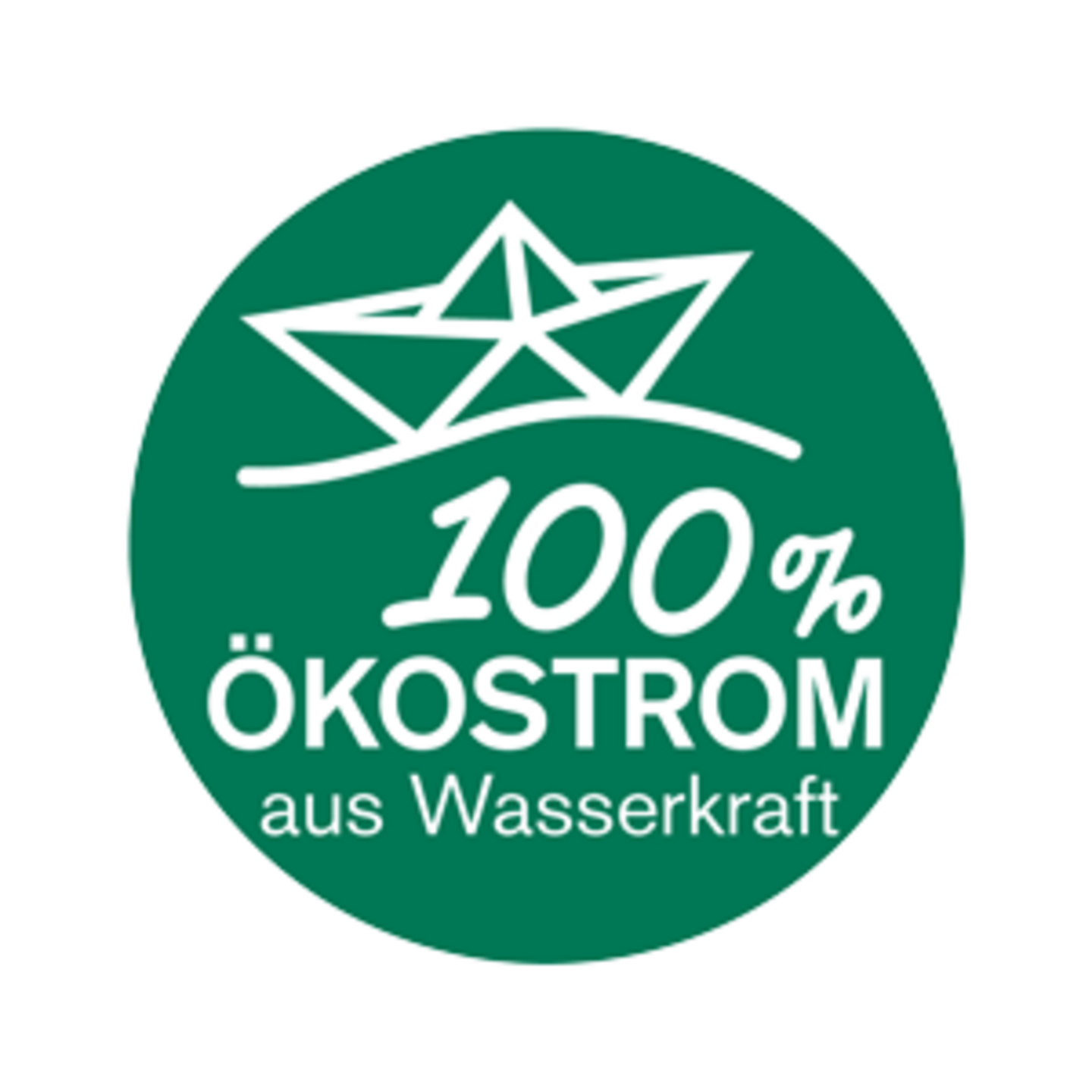 Label 100 % Ökostrom aus Wasserkraft