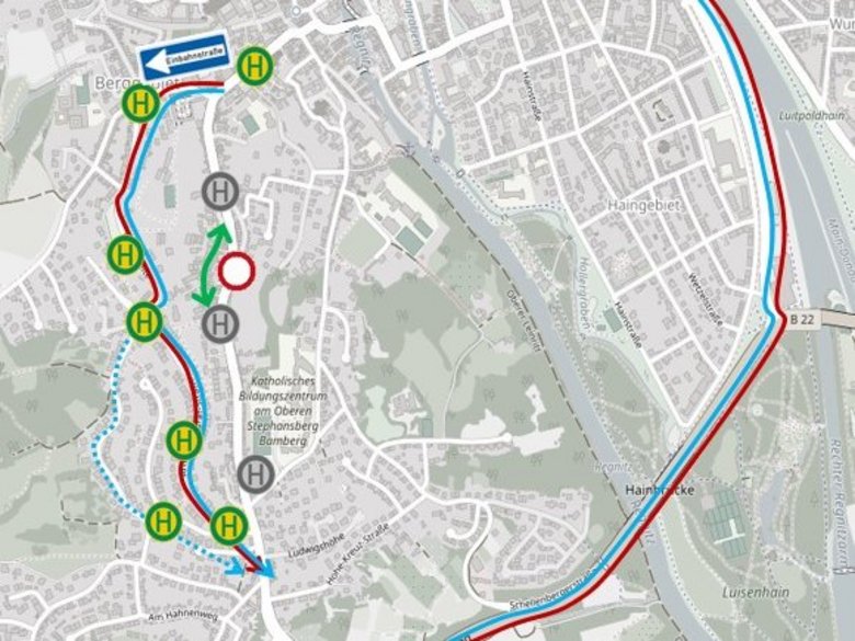 Karte Umleitung Baustelle Kaulberg 2025